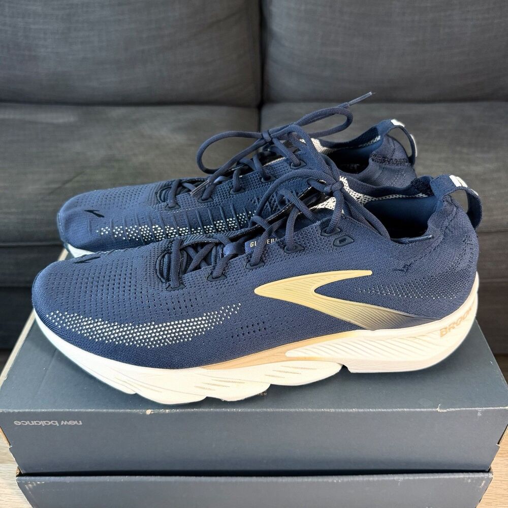 Brooks Glycerin Flex Navy Blue White Athletic Running Shoes Mens Size 14